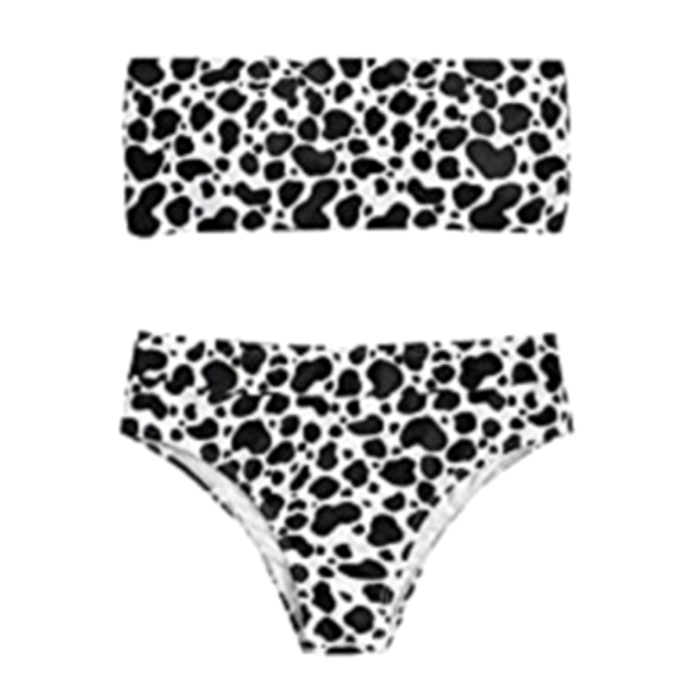Cow Dalmatian Print Bandeau Bikini